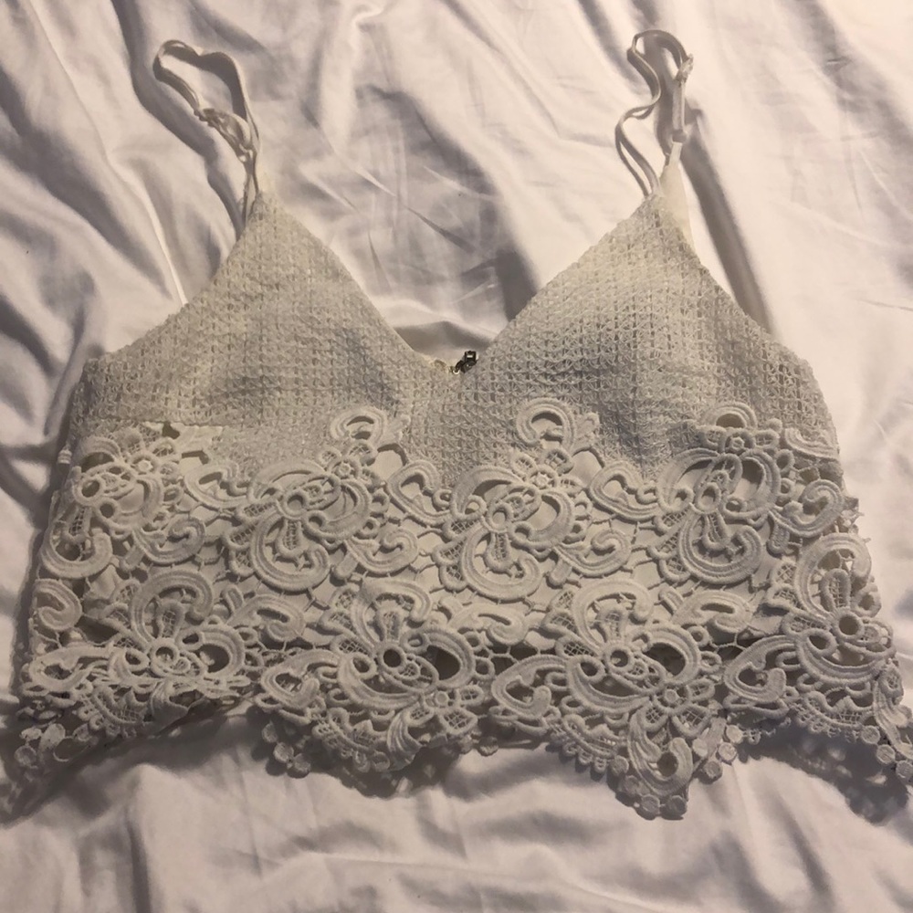 White lace crop top